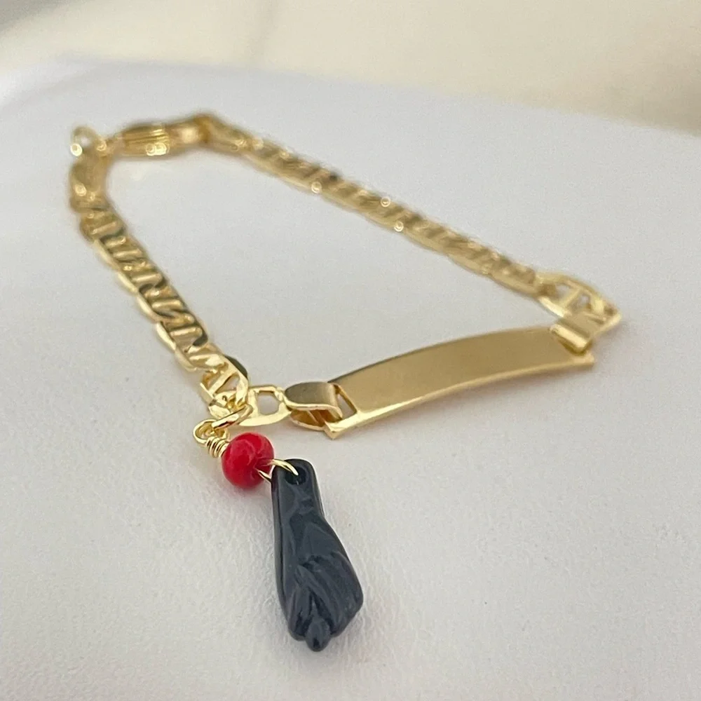 18k Gold Filled Children Azabache Mariner Bracelet